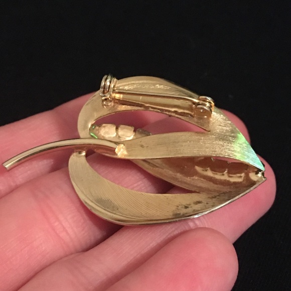 Vintage Gold Tone and CZ Diamond Brooch Pin - Picture 3 of 6